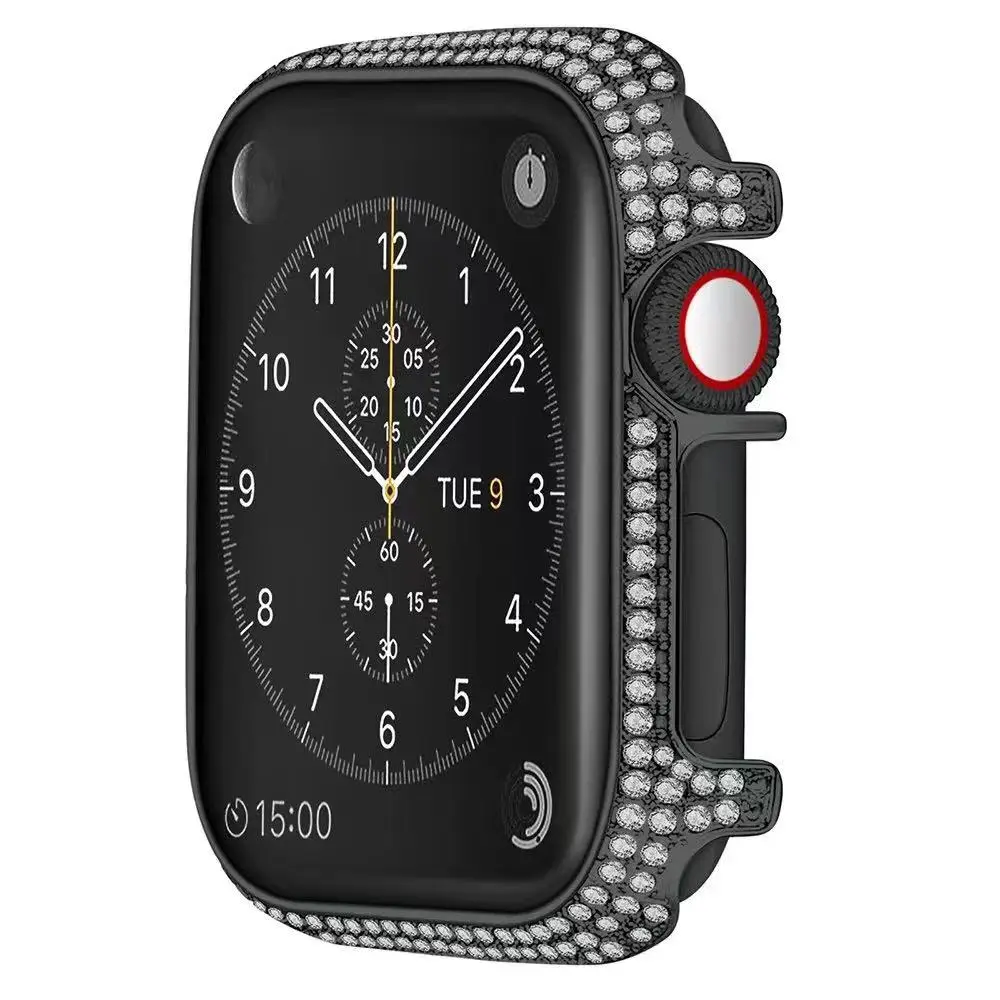 Metal+Diamond Case for Apple Watch Case 9 8 7 45mm 41mm Stainless Steel Protective Shell for iWatch 6 5 4 SE 44mm 40mm Cover