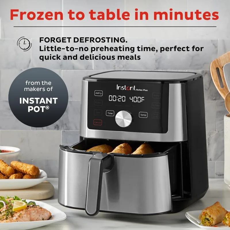 مقلاة هوائية Instant Pot Vortex Plus 4QT، خيارات برنامج مخصصة، وظائف 6 في 1، شلال، شحم، تحميص، تجفيف، خبز