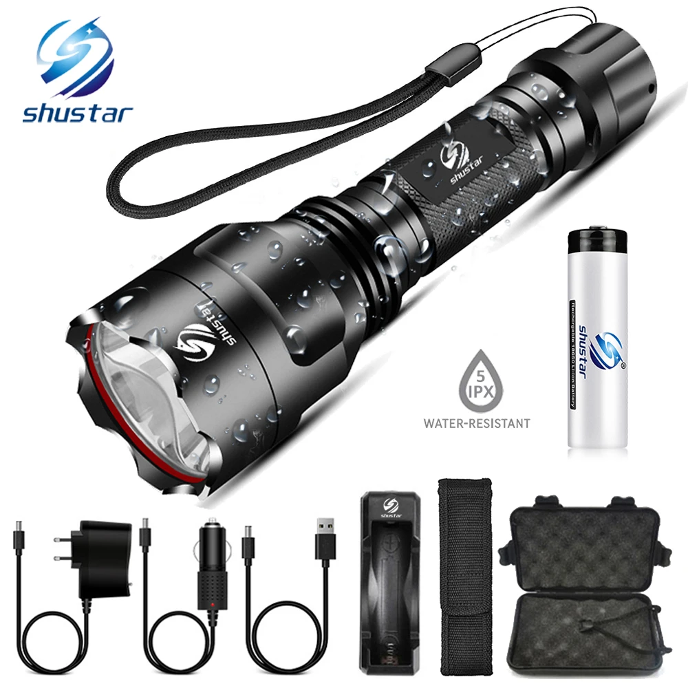 Super bright LED Flashlight 5 lighting modes Led Torch for Night Riding Camping Hiking Hunting & Indoor Activities Use 18650