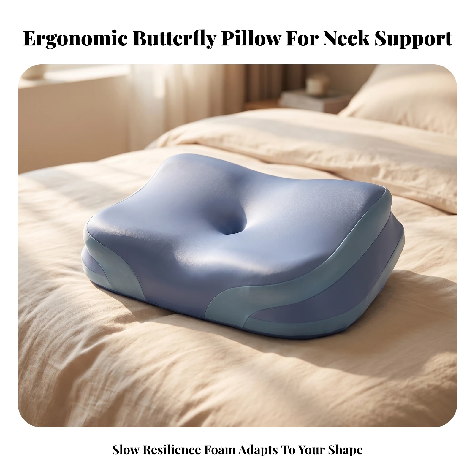 Neck Support Pillow Ergonomic Contour Pillow Contoured Pressure-Relieving for Side Sleepers, Bed, Bedroom