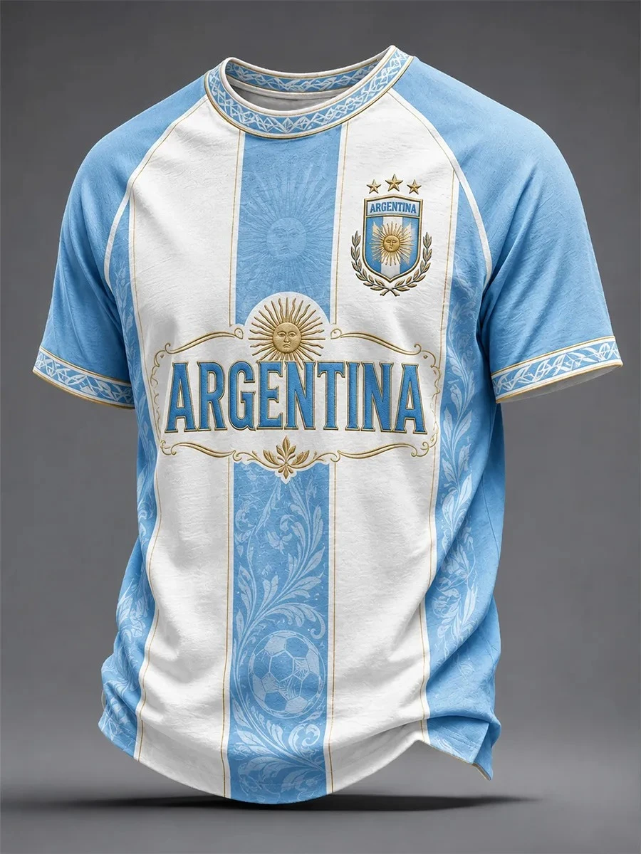 Hot selling Argentina retro quick drying jerseys for gender couples, breathable daily casual street sports short sleeves