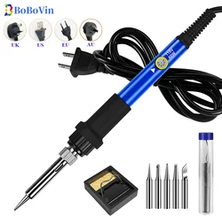 Soldering Iron Kit, 60W Soldering Pen, Adjustable Temperature Solder Iron, Soldering Wire, Soldering Flux, 5 Iron Tips.