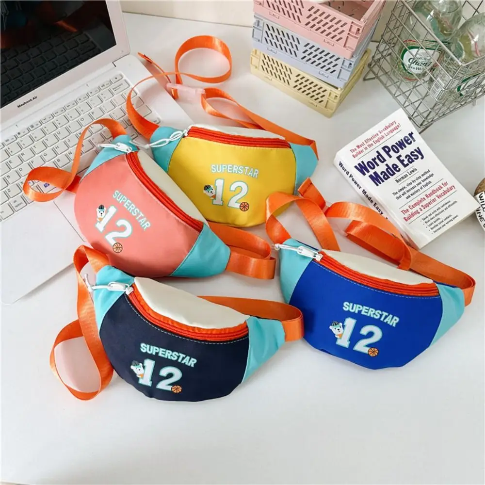 Children's Bag Waterproof Kids Numbers Chest Bag Leather Zipper Letter Waist Bag 12 Cool Number Print Chest Bags Boys