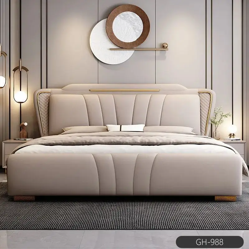 Italian master bedroom queen, double, leather deluxe, double bed