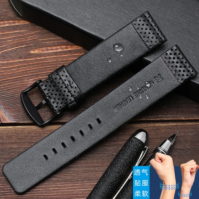 Men's Leather Watch Strap For Citizen AW0015-08E AW0010-01A\E Cowhide Wristband Accessories 20mm Equal Width Breathable Bracelet