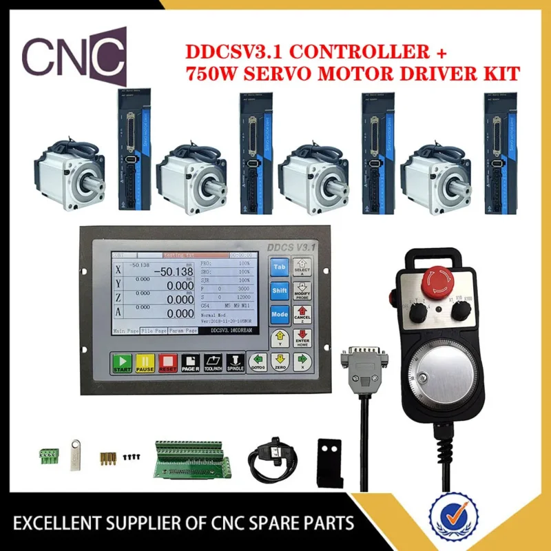 

4axis DDCSV3.1 motion control system input 220V 750 AC servo motor drive kit engraving and milling machine