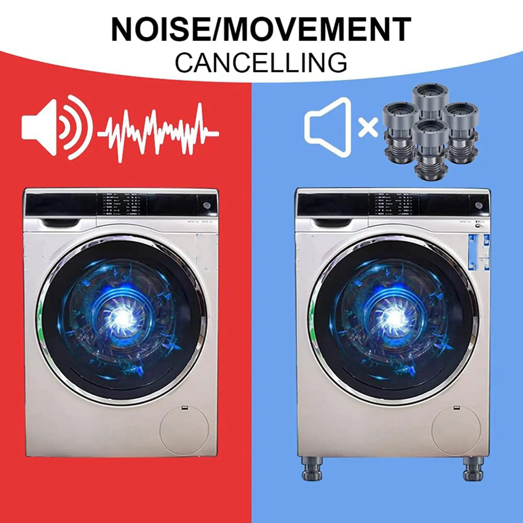 [NEW] 2X Washing Machine Foot Pads Support Adjustable Highly Non-Slip Mat Anti Vibration Feet Pad For Washer And Dryer