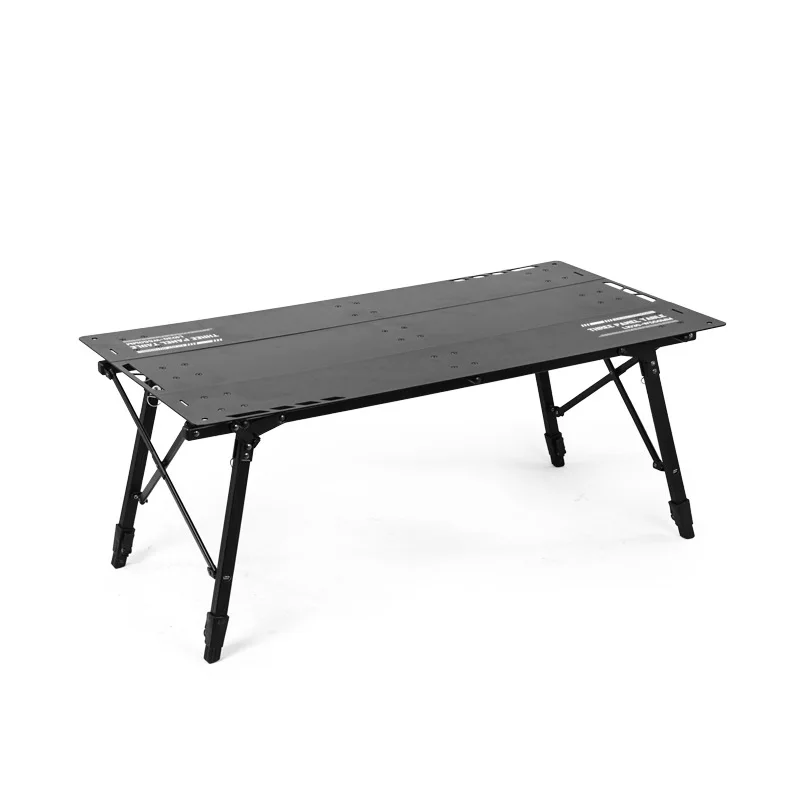 Lightweight outdoor furniture portable beach picnic camping folding table three-piece set aluminum alloy plate adjustable height
