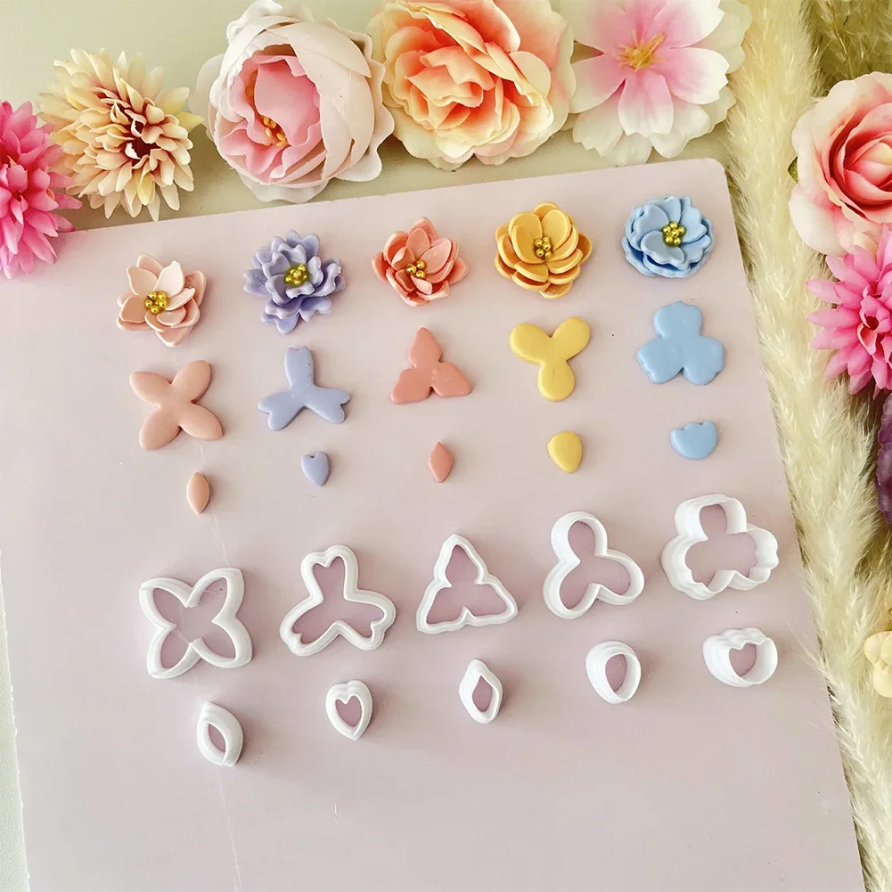 Plant Flowers Petal Shapes of Different Sizes Clay Mold Cutter with High Precision DIY Handmade Earrings Jewelry Making