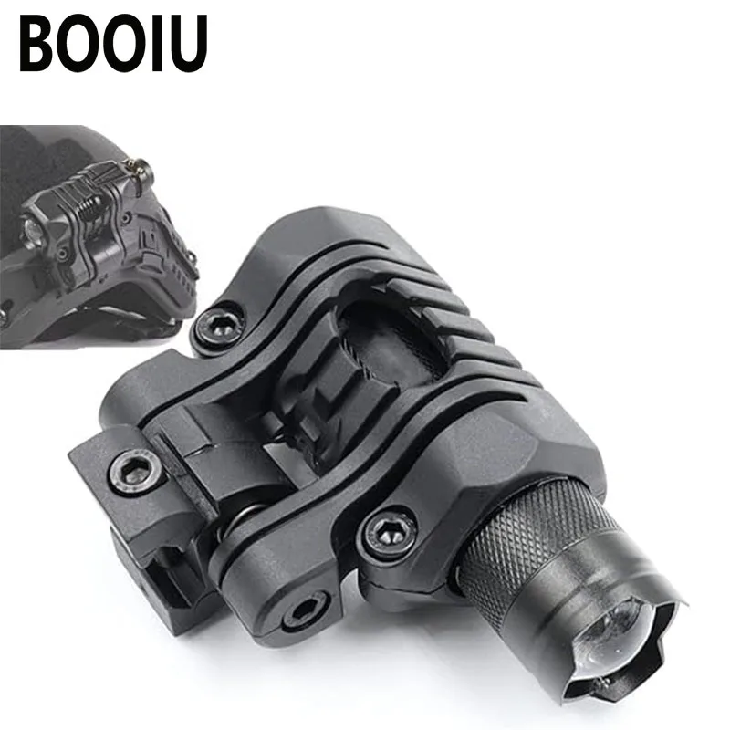 booiu-タクティカルヘルメット懐中電灯-マウント付き-ミニ-led-ヘルメット懐中電灯-800-ルーメン-led-ストロボ付き-20mm-pi-に適合-ファストヘルメット用