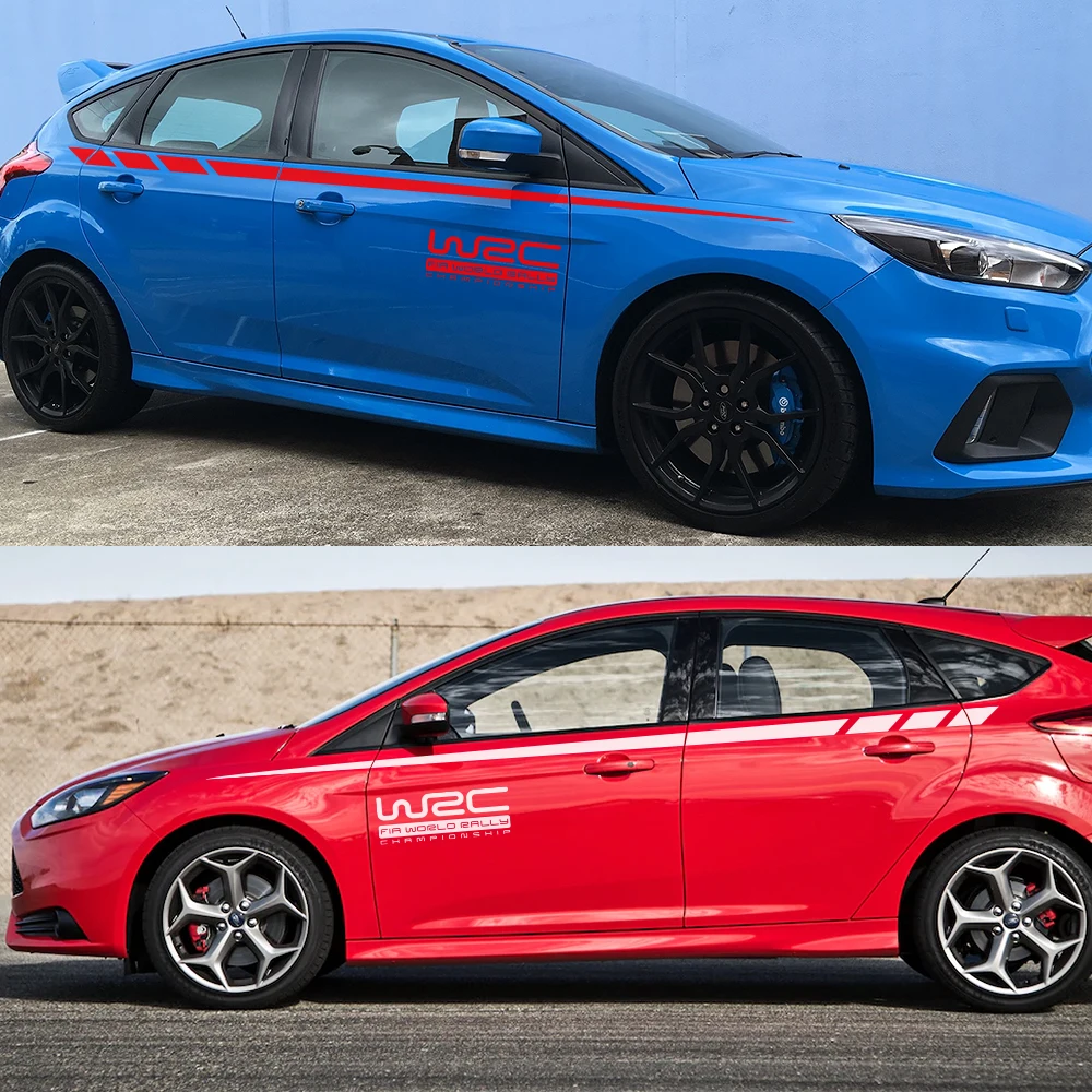 2pcs Car Side Skirts Stickers Stylish Graphics Auto DIY Styling Vinyl Decals Car Tuning Accessories For Ford Focus 2 3 MK2 MK3 view 3