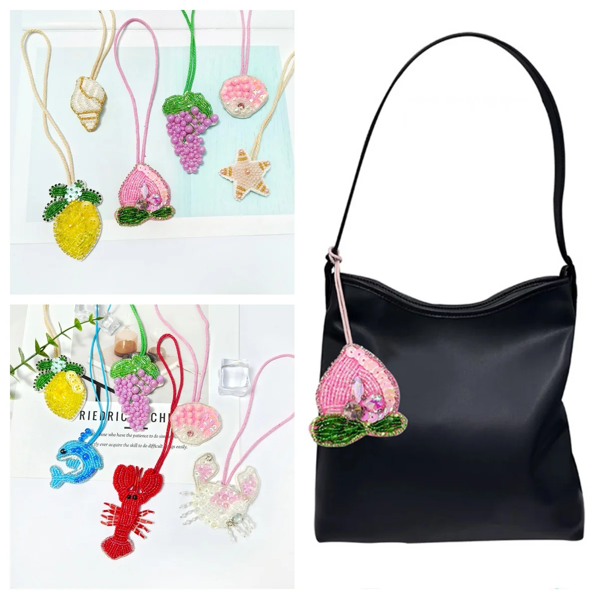 

Ремешок для сумки, милая подвеска для сумки, красочная нашивка, подвесная веревка, подвеска для шитья из бисера, 3D подвеска для сумки, милая цепочка, брелок серии фруктов