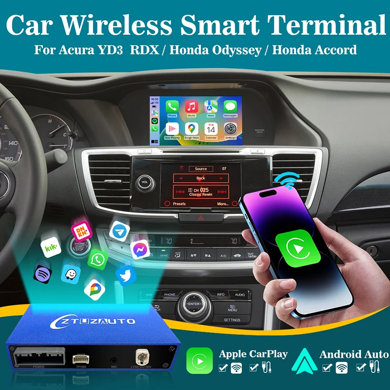 سيارة لاسلكية Ai Box Apple Carplay Android Auto لـ Acura YD3 RDX Honda Odyssey Accord شاشة أصلية تتطابق مع عرض الهاتف #1