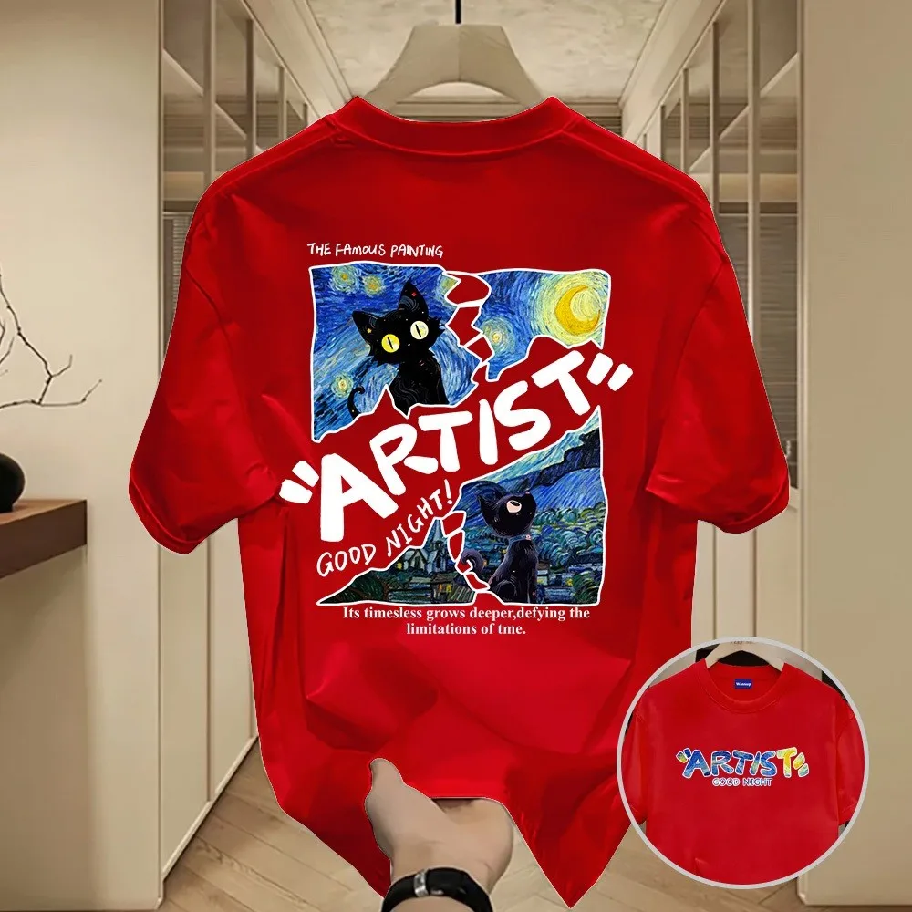 Zomer Nieuwe Gogh's Olieverf Katoenen T-shirt Heren Patroon Afdrukken Korte Mouw T-shirt Casual Comfort Sport Top Streetwear Jongen