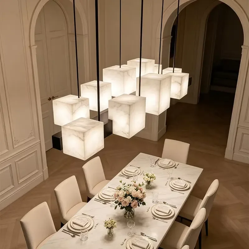 Spanish Alabaster Pendant Light Simple Modern Restaurant Decoration Lighting Natural Marble Indoor Chandeliers