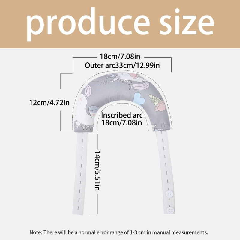 وسادة سفر J15U للأطفال مع نمط كرتوني لدعم الرقبة على شكل أهلة من القطن العضوي #6