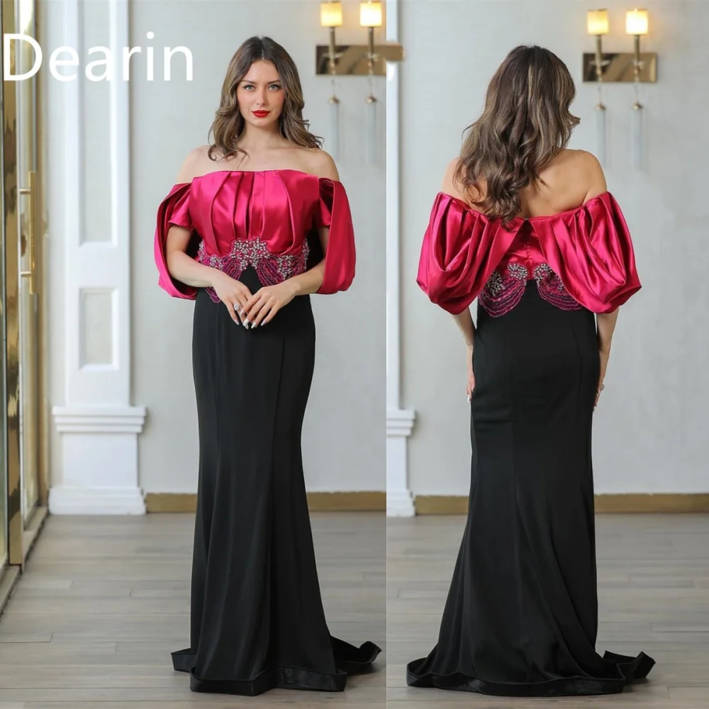 

Customized Prom Dress Dearin Off-the-shoulder Column Floor Length Skirts Vertically Bespoke Occasion Dresses Formal Saudi Arabia