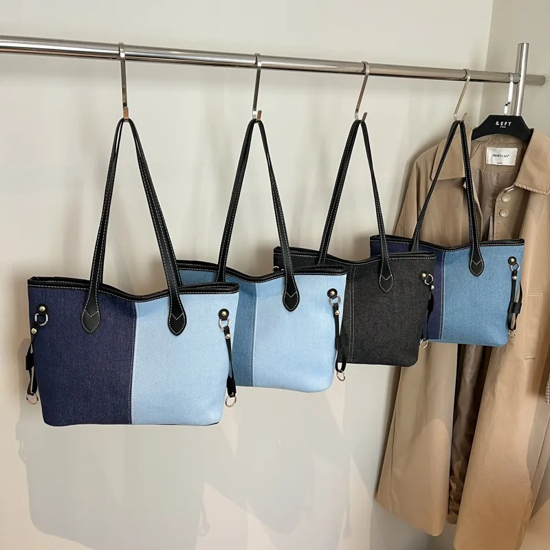 

Large Capacity Tote Bag for Women, Versatile Work Commuting Shoulder Bag, Practical Splicing Leather Purse for Office & Travel