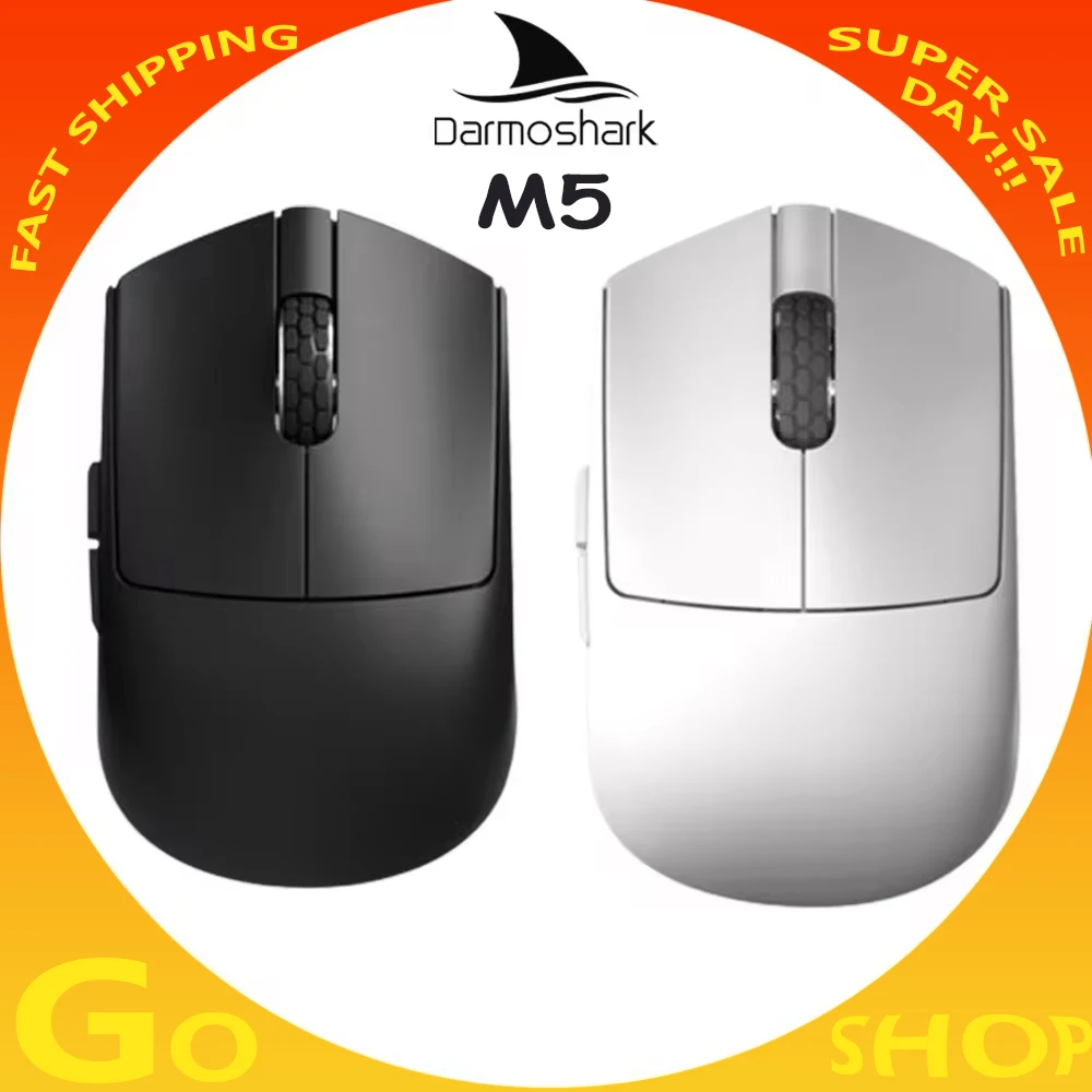 

New Darmoshark M5 8k Wireless Bluetooth Mouse Gaming Mouse 3 mode 38g Lightweight Mouse Nordic52840 Support Paw3395 Gamer Mouse