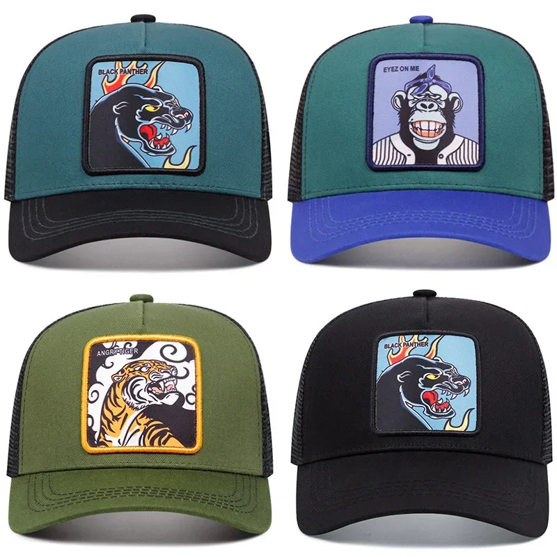 Spring Summer Cartoon Animal Embroidery Baseball Cap for Men Women Street Breathable Net Shade Cap Unisex Hip Hop Dad Mesh Hat