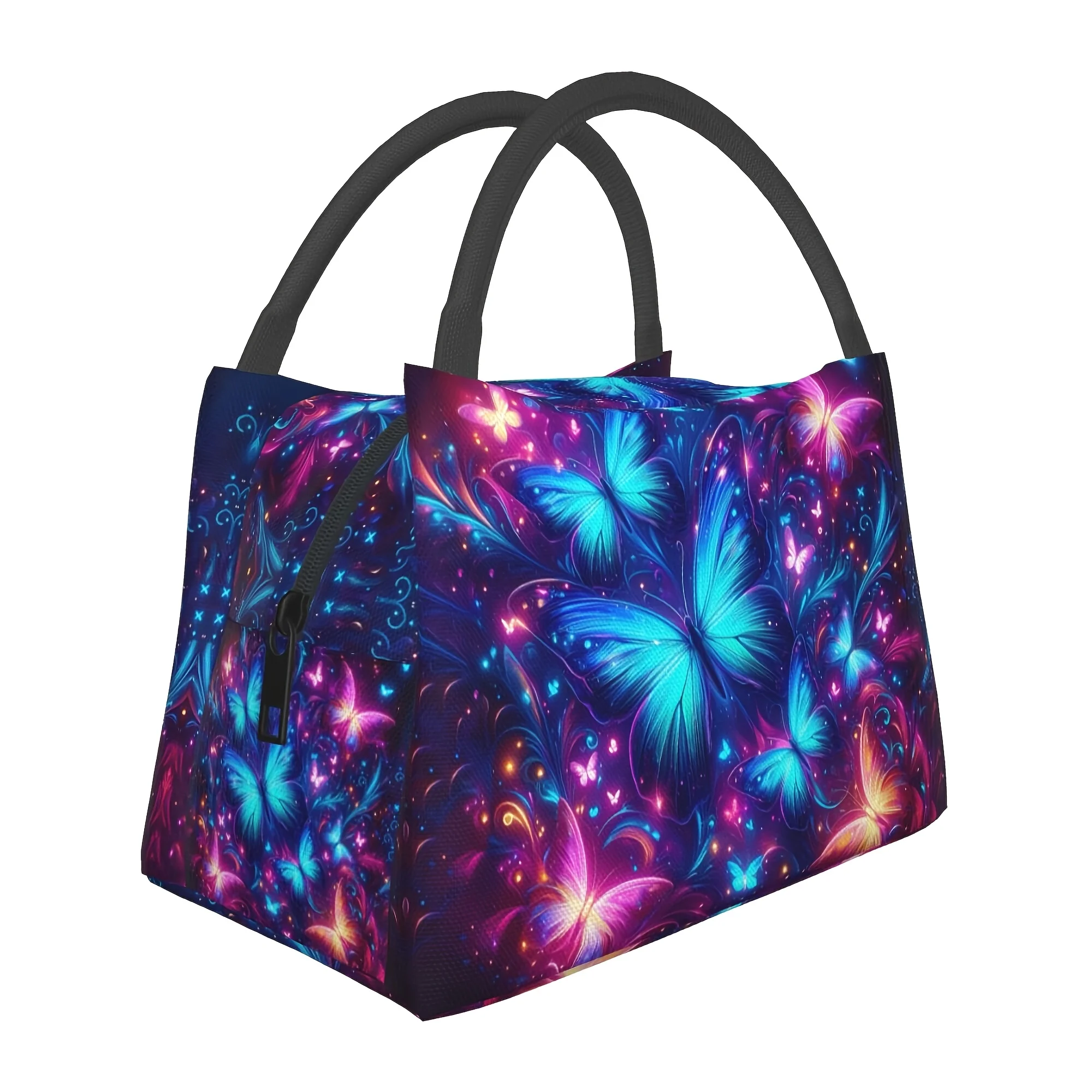 

A Beautiful Butterfly Patterned Insulated Lunch Bag for Both Men And Women, Suitable for Camping, Picnics, Beaches, Offices, And