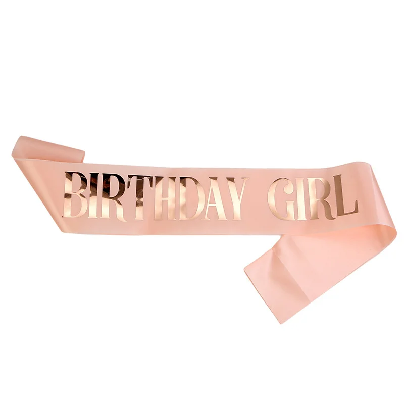 New Style Birthday Party Supplies Fashionable Satin Straps Etiquette Belt BIRTHDAY QUEEN Girls Birthday Bronzing Letter Belt