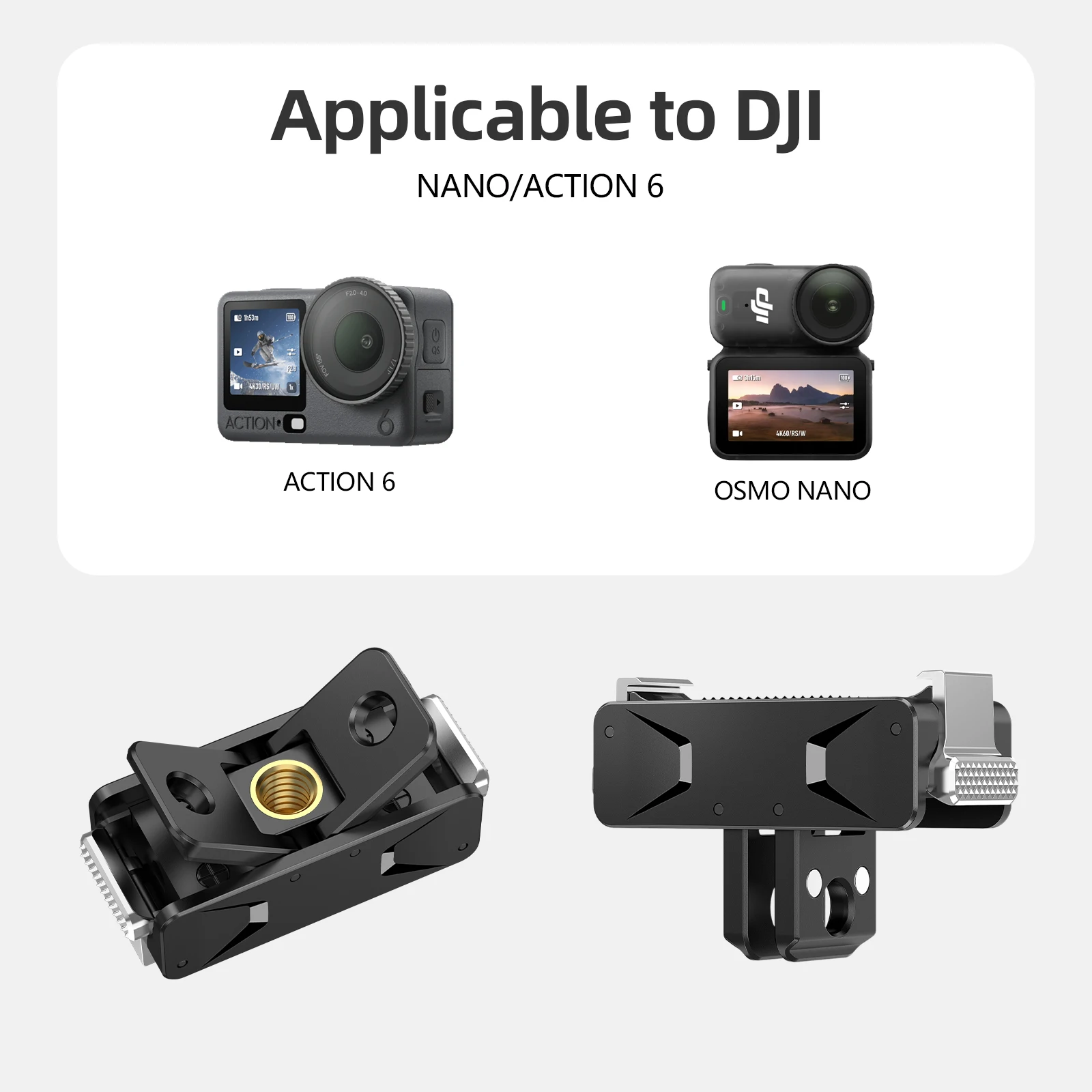Für DJI Action 6 Magnetischer Adapter, faltbare Schnellwechselplatte, 1/4 Gewinde, Universalanschluss für DJI OSMO Nano Action 6 Zubehör – Detail 7