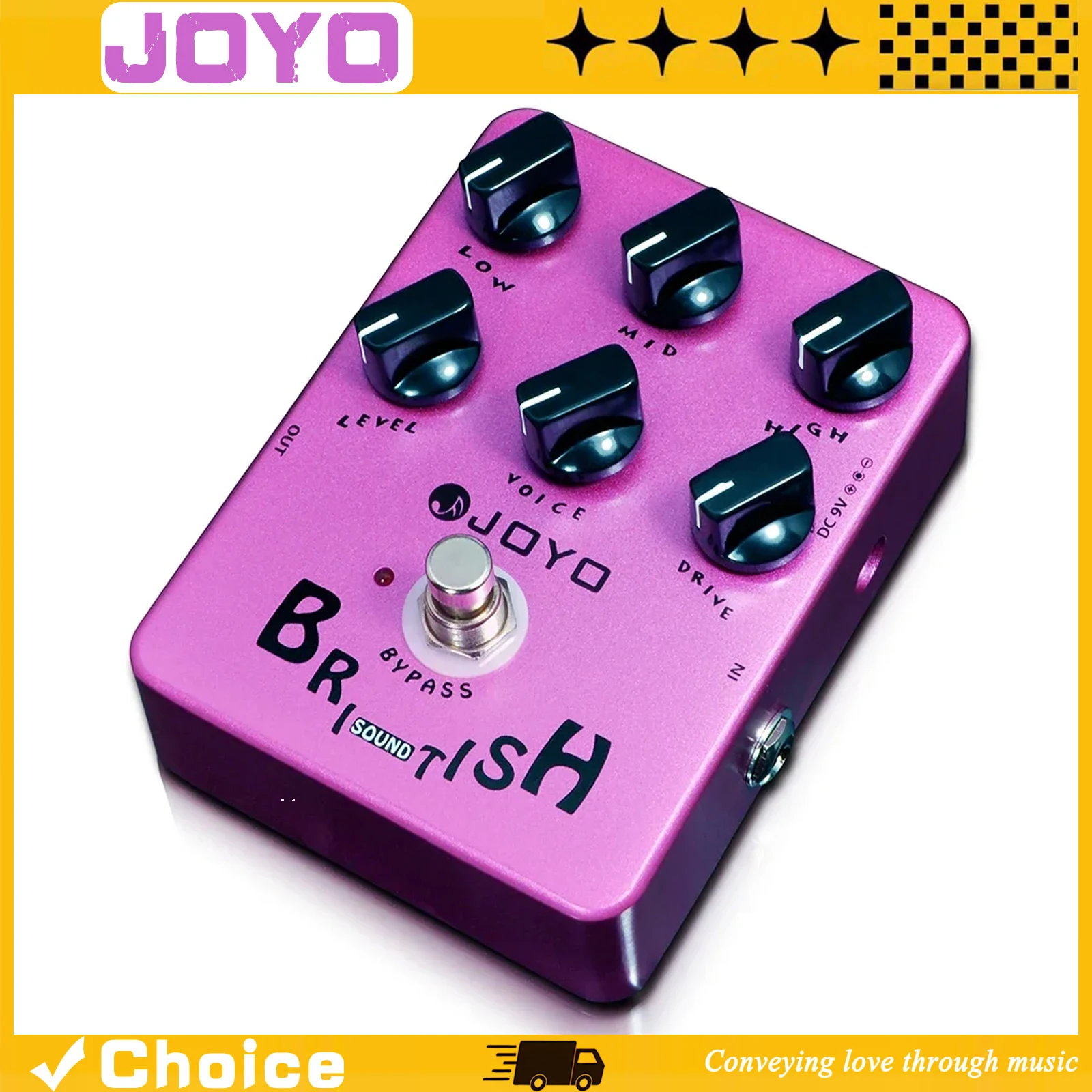 Pedal de Efeito para Guitarra JF-16: Overdrive com Som Britânico e Simulação de Amplificador - True Bypass - Acessórios para Guitarra