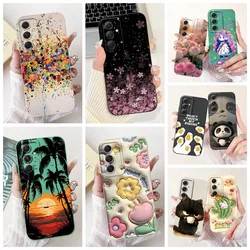 For Samsung A34 A35 A54 A55 5G Case Luxury Flowers Cute Cat Panda Girls Silicone Phone Case For A35 Samsung A54 Back Cover Funda