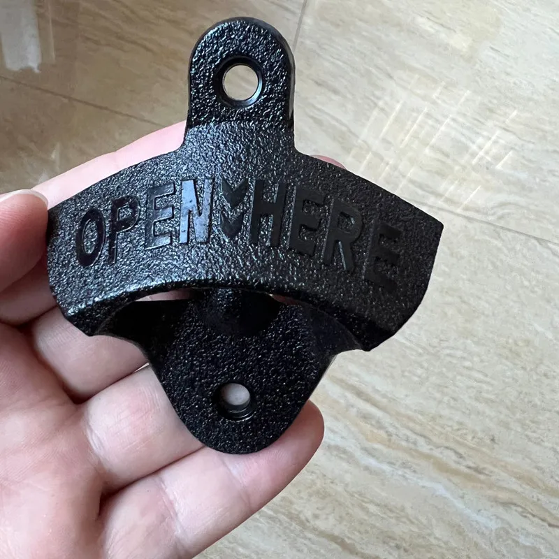 

10pcs Zinc alloy retro Black Bottle Opener Wall Mounted Bulk, in Wall Beer Top Opener for Bar Hotels