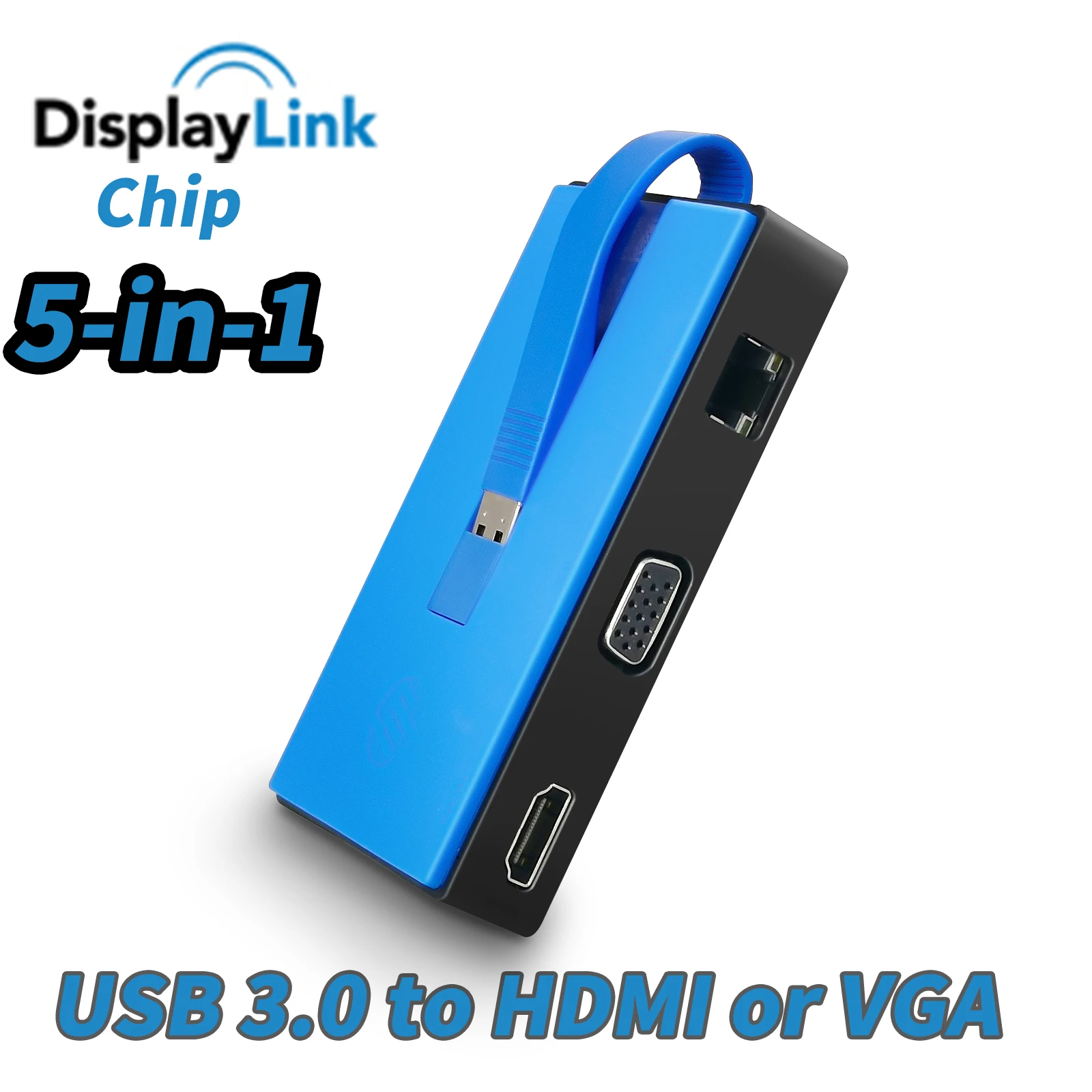 

Displaylink-чип USB 3.0 Видеоадаптер USB 3.0 к HDMI или VGA Gigabite USB 5-в-1 USB 3.0 к HDMI Док-концентратор для Windows Macs
