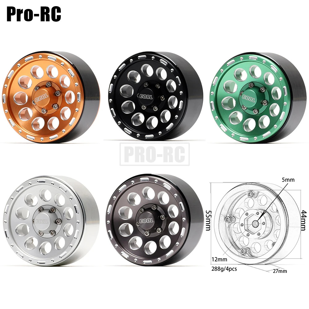 

1.9" 10Hole Alloy 55*44*27mm Wheels Hub Rim for 1/10 Axial SCX10 SCX10 II 90046 Traxxas TRX-4 Tamiya jimny RC Crawler Parts