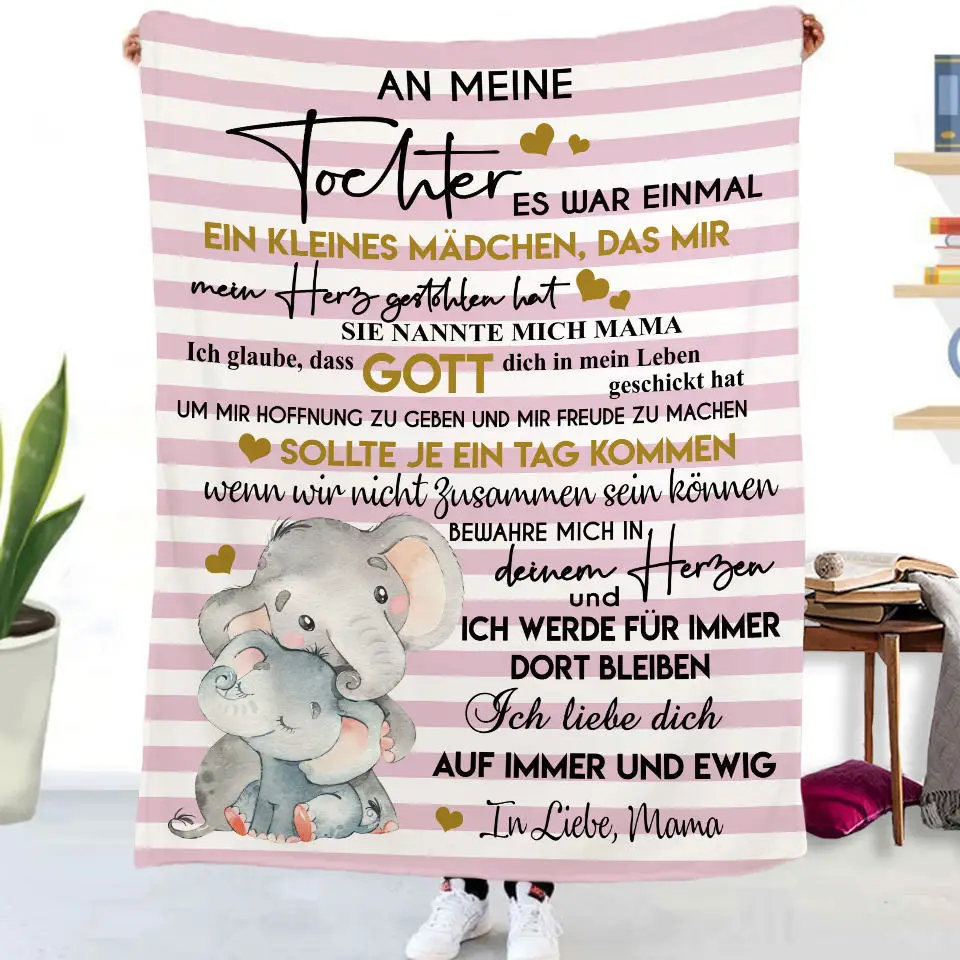 Flanelldecke mit deutschen Buchstaben „To My Daughter Son“, Weihnachtsgeschenk, warme Überwurfdecke für Bett, Sofa, Couch, Geburtstagsgeschenke, Heimkönigin – Detail 10