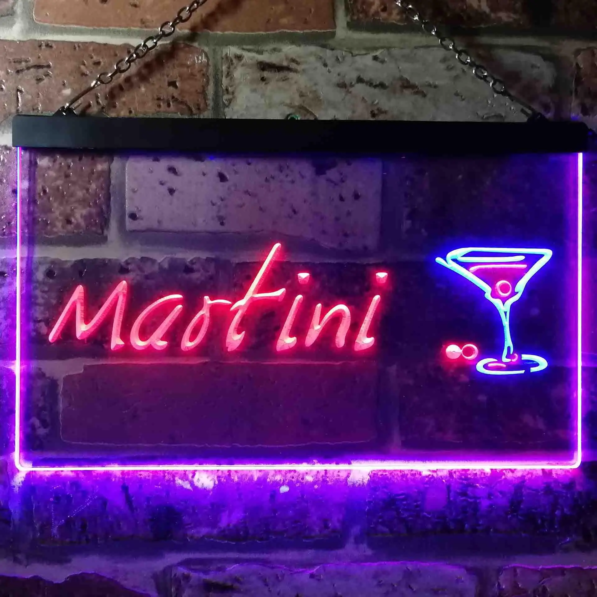 Martini Club Cocktail Bar Dual Color Led Neon Sign st6-i0551