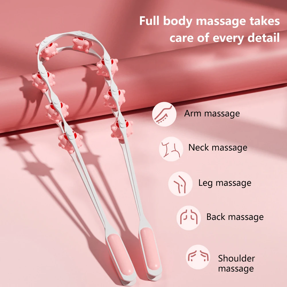 Multi Functional Body Strip Massager Back Puller Strip Type Handheld Portable Plastic 8 Roller Massage Shoulder Back Neck Waist