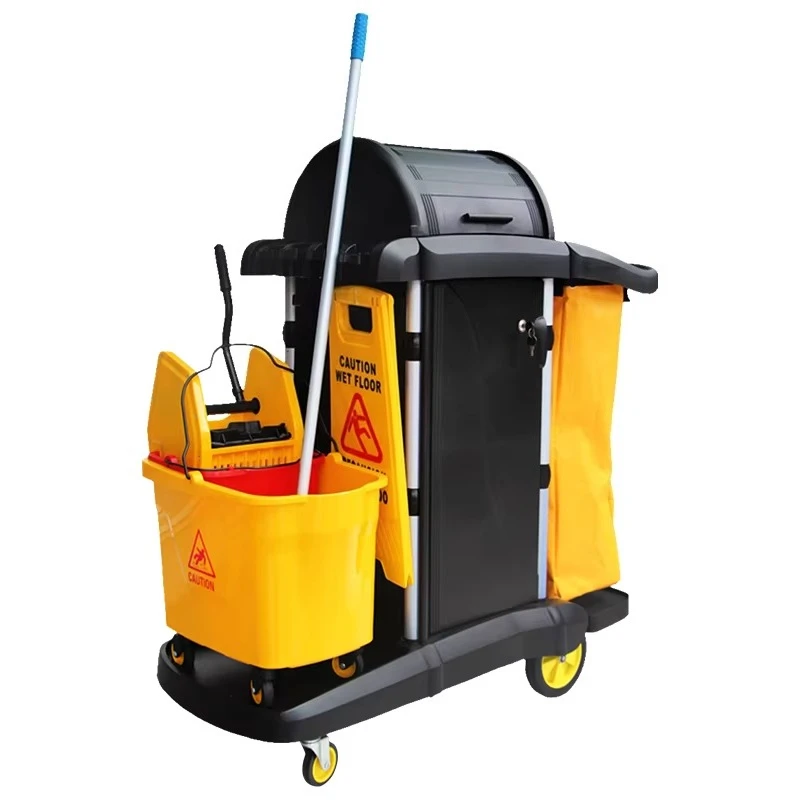 Commercial mobile food delivery service cart folding cleaning trolley plastic hotel