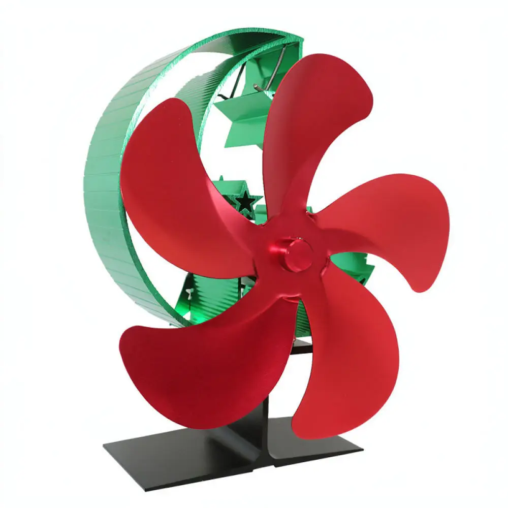 Modern Heat Powered Wood Stove Fan 7 Blade Fireplace Blower Air Distributor For Efficient Indoor Log Burning Heating