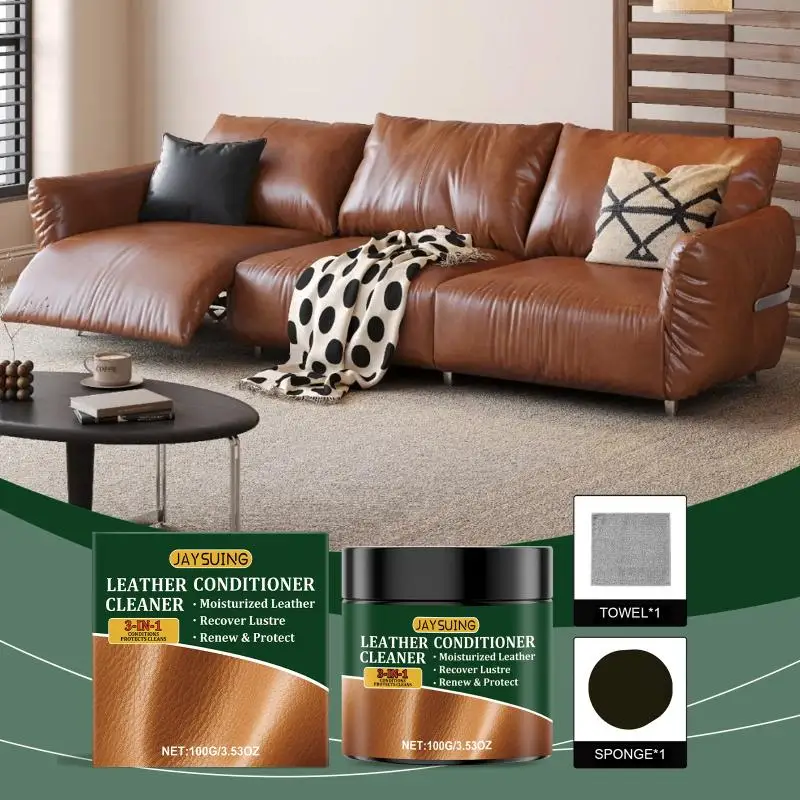 

Professional Leather Cleaner Cream For Genuine Sofa,Bags,Purse Stain Removal,Car Seats Care,Leather Polish & Renewal Kit