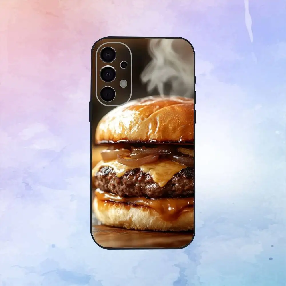 Вкусный, сочный большой гамбургерный чехол для телефона Samsung S25, S24, S21, S22, S23, S30, Ultra, S20, Plus, Fe, Lite, Note, 10,9,5G, черный чехол