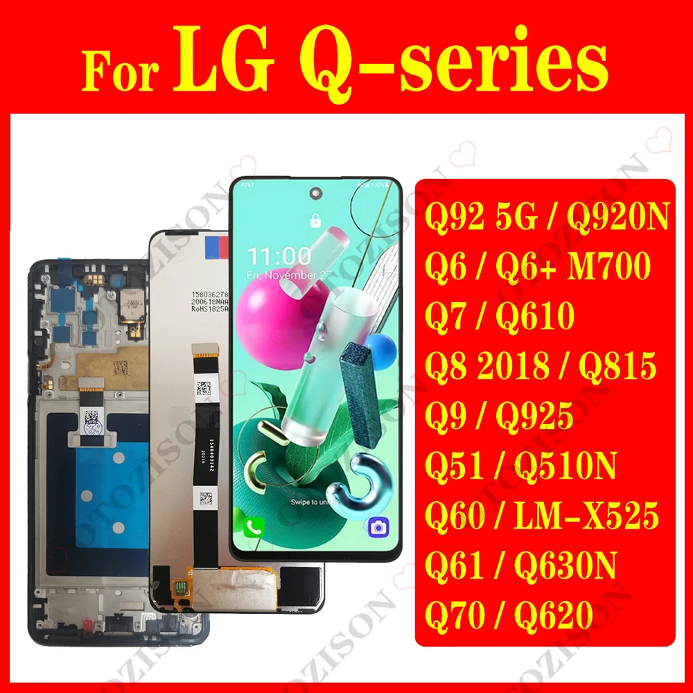 Display For LG Q92 5G LCD With Frame Q6 Q7 Q8 Q9 Q51 Q60 Q61 Q70 Screen Touch Digitizer Assembly LM-Q920N LM-Q925S Replacement