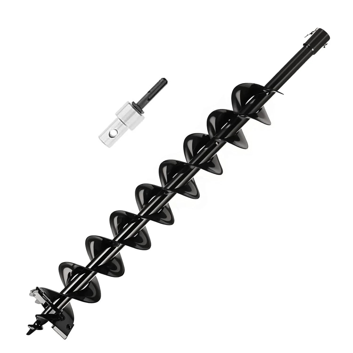 80x10 Earth Auger Garden Drill with Safety Bolt Adapter for Pile Excavation Work Well Garden Spiral Drill Steel Earth Hole Drill