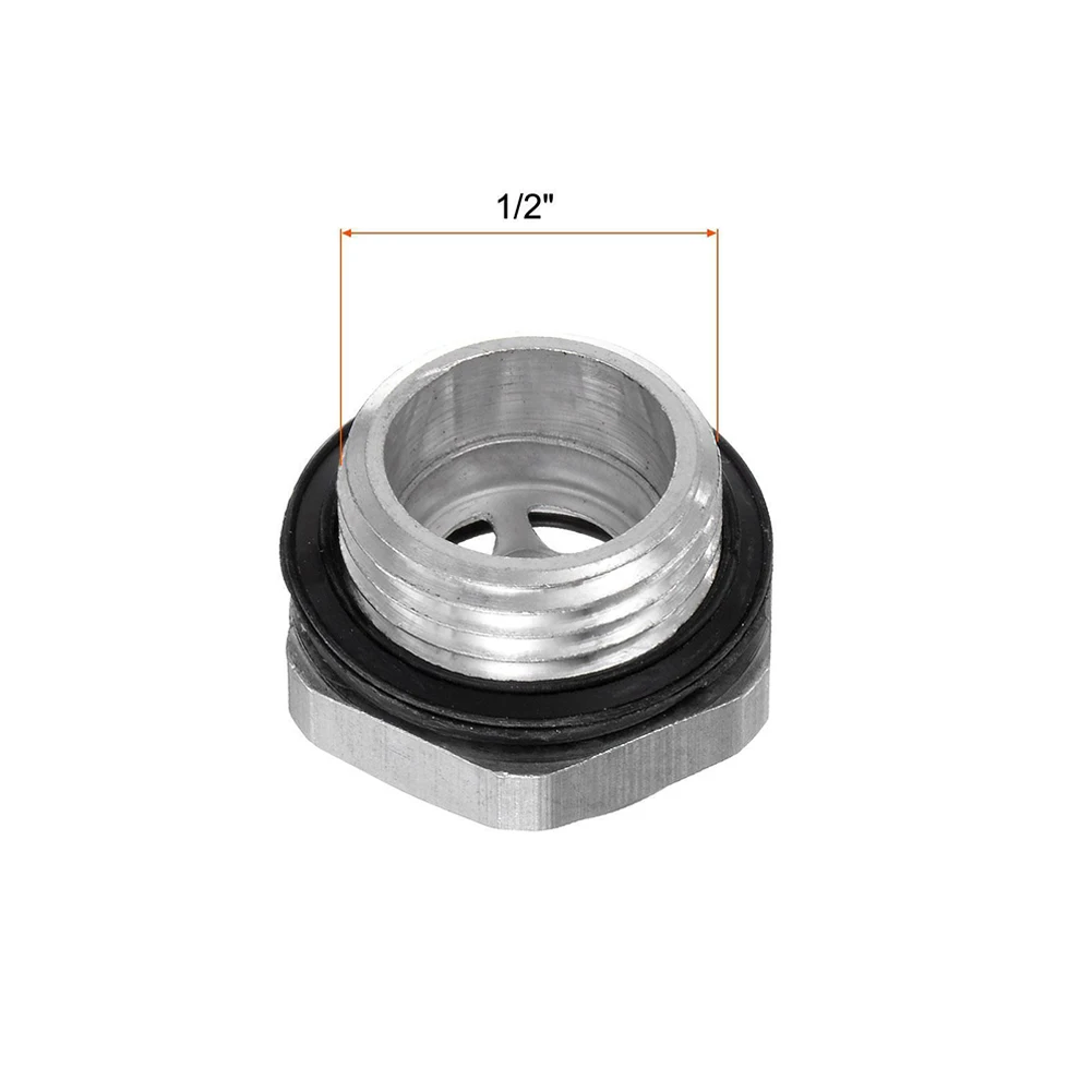 Oil Level Sight Glass Reliable Air Compressor Oil Level Gauge Sight Glass 1/2 Male Thread Aluminum Glass 5 Piece Pack