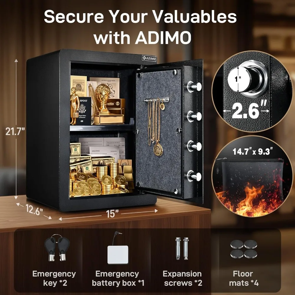Биометрический сейф 2,8 кутов, большой огнестойкий сейф с усовершенствованной защитой от отпечатков пальцев и паролей, система сигнализации и съемной полкой