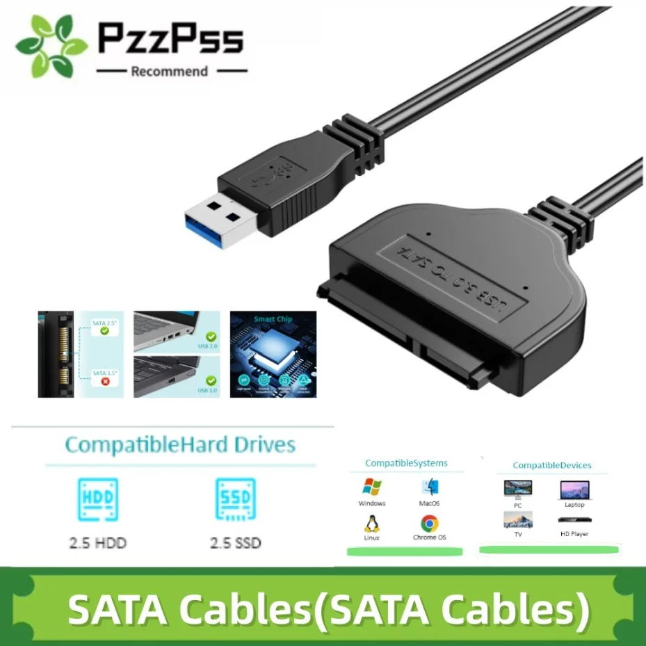 SATA to USB Cable USB 3.0 to 2.5” SATA III Hard Drive Adapter External Converter for 2.5 Inch SSD & HDD Data Transfer 5Gps