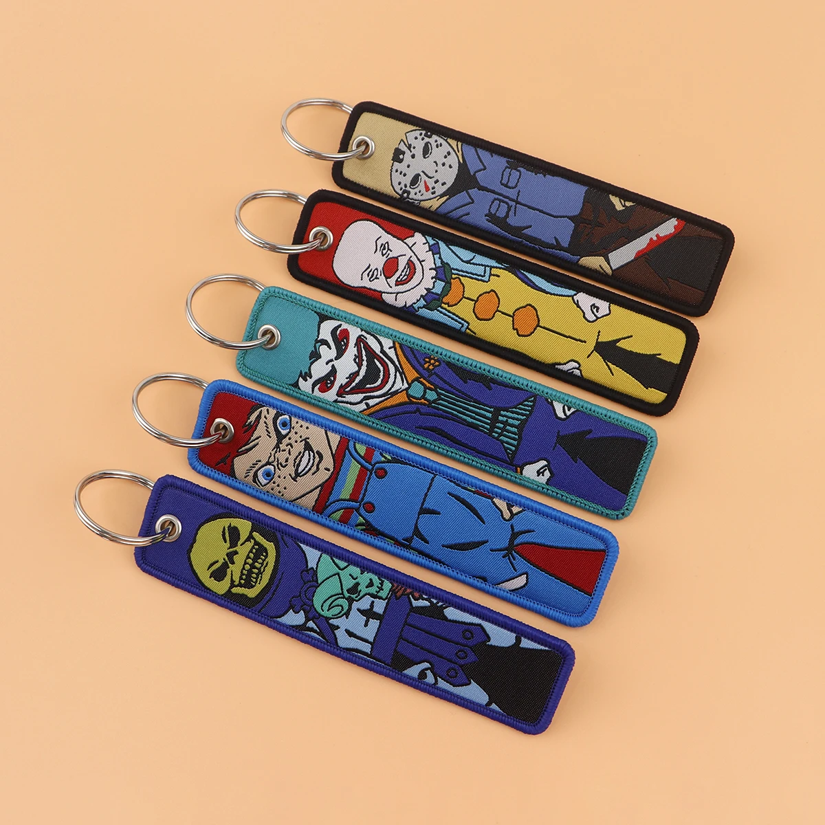 Horror Movie Embroidery Key Ring Luggage Tag Chain Keychain For Aviation Tag Keychains For Car Motorcycles Key Accessory Pendant