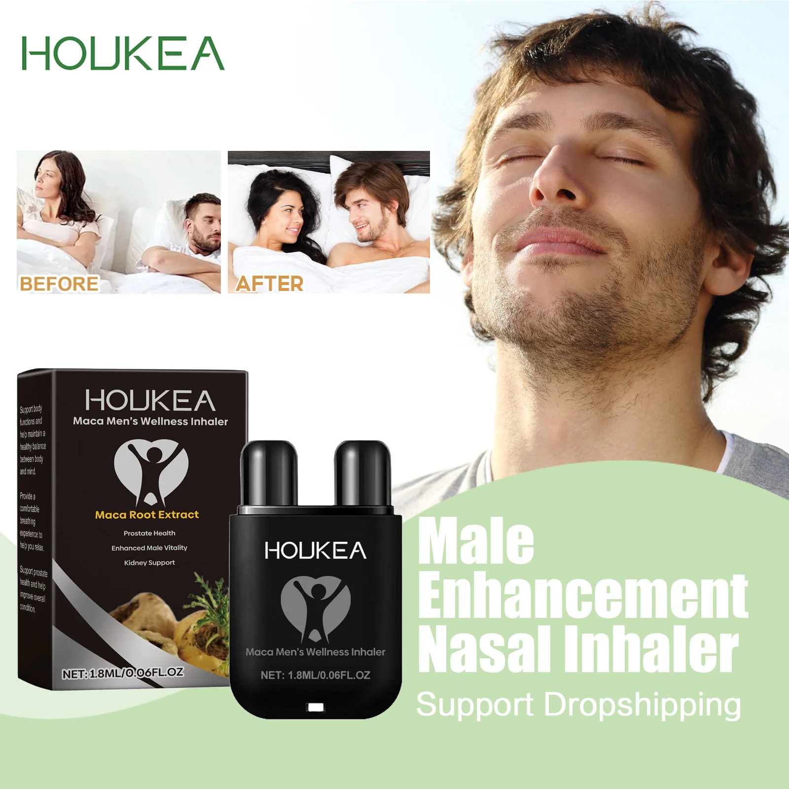 ﻿Double Hole Nasal Inhaler Male Enhancing Supplement Relieve Fatigue Stress enhance Energy Stamina Balance Hormone Maca Booster