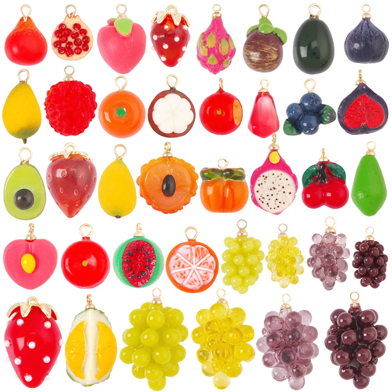 Arylic 3D Fruit Strawberry Grape Mango Durian Water Melon Cherry Pomegranate Charm Pendant,Jewelry Necklace Bracelet  Supply S18