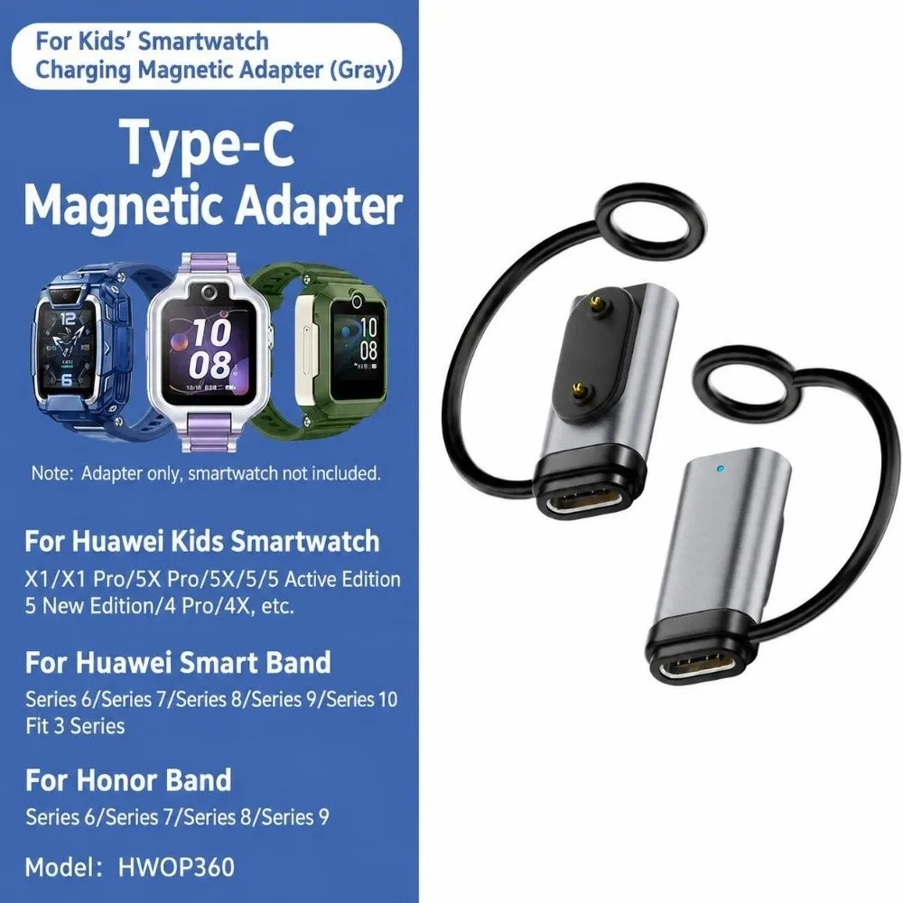 N52 Magnetic USB-C Watch Charging Adapter Watch Charger Converter for Huawei Watch X1/X1 Pro/5X Pro/Band 6/7/8/9/10/Fit 3