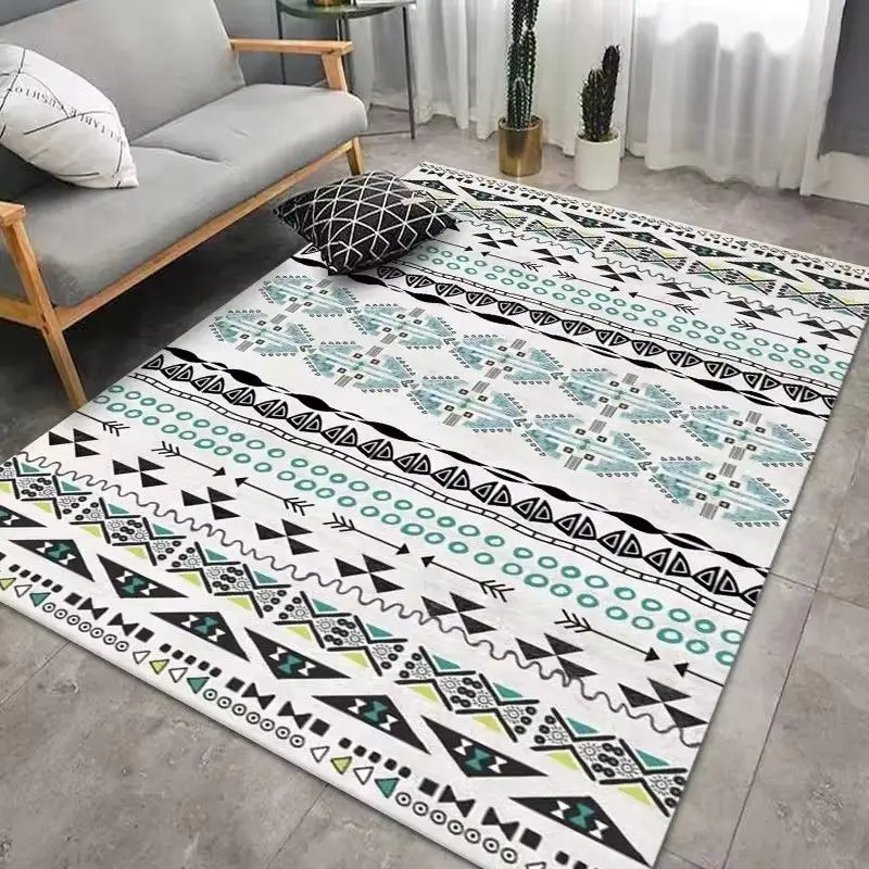 VIKAMA White Black Blue Tribal Arrow Area Rug for Living Room Nursery, Non Slip Machine Washable Floor Rug Home Decor