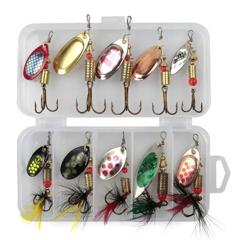 Metal Colher Spinner Fishing Lure Set, Artificial Crankbaits, Wobblers for Pike, Kit de Crochet, 10Pcs